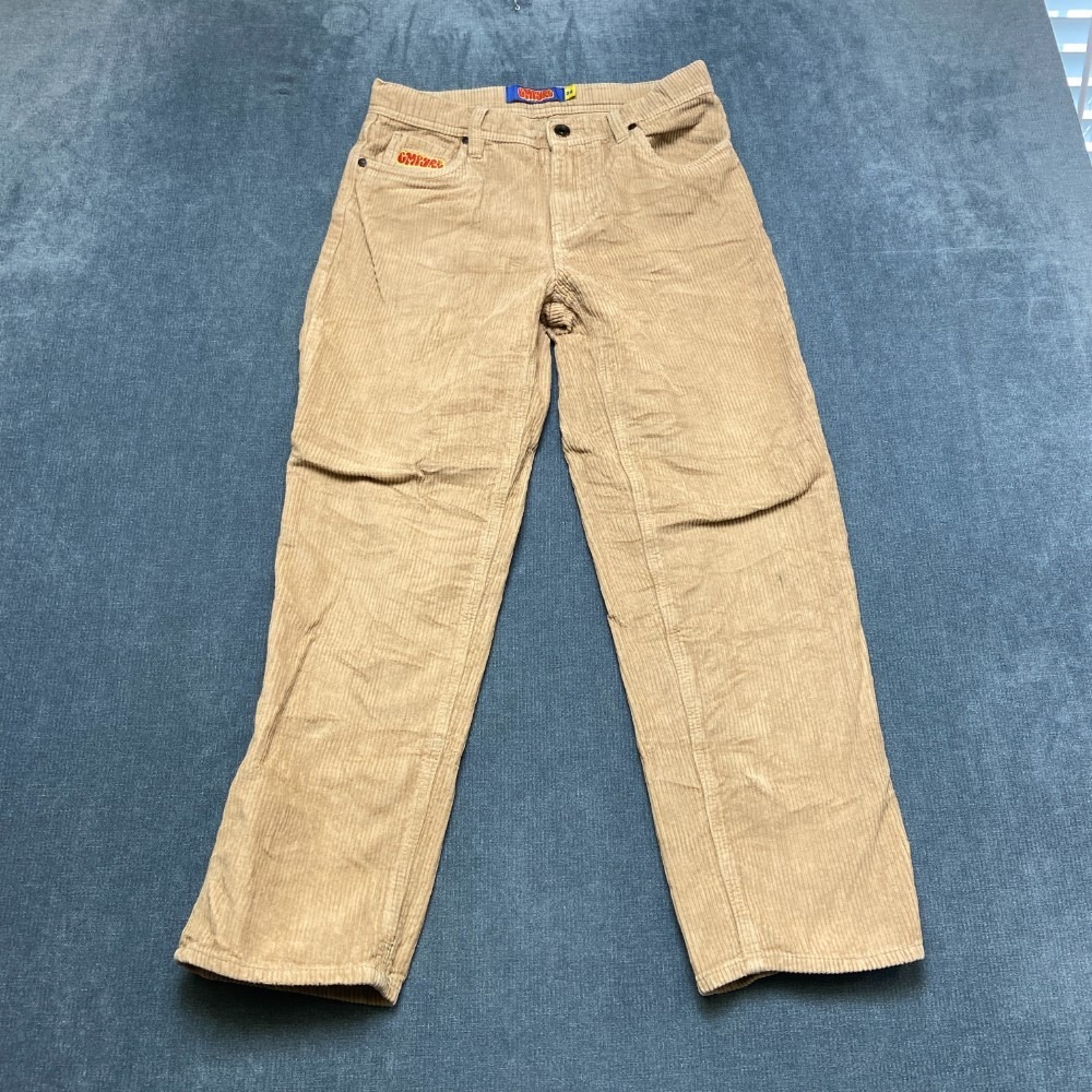 Empyre Corduroy Pants Women 26 Beige Straight Leg Flat Front Zip Fly Relaxed Fit